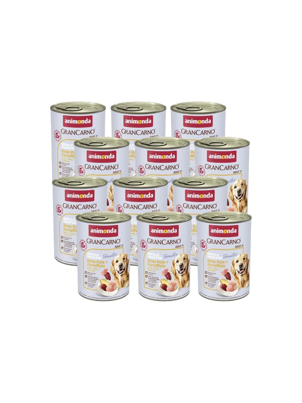 ANIMONDA GranCarno Sensitiv  Adult Dog smak: Indyk + ziemniaki 12x400g