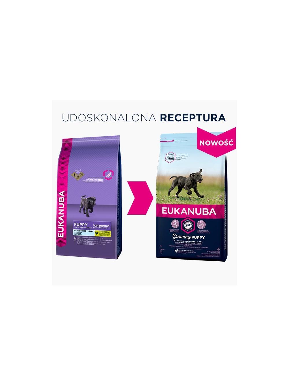 Eukanuba puppy&junior large breed 15kg +  niespodzianka dla psa GRATIS!