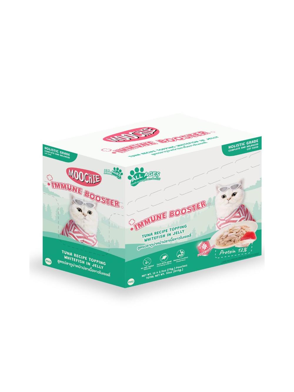 MOOCHIE Immune Booster Tuna Recipe Topping White Fish In Jelly (Wzmacniająca odporność) 12x70g