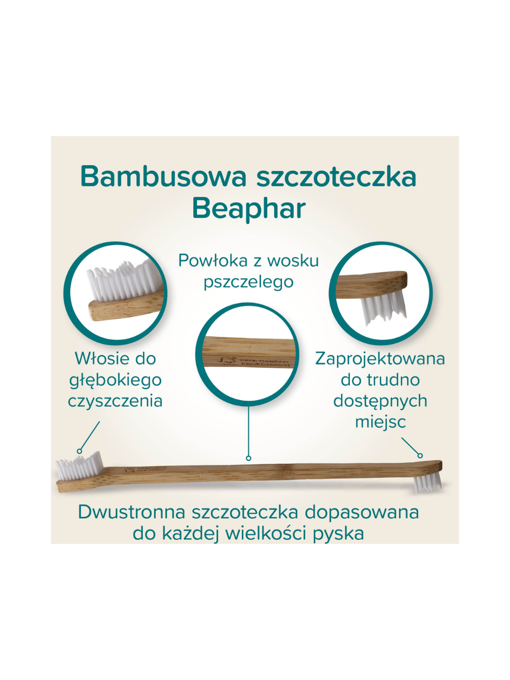 Beaphar BAMBOO TOOTHBRUSH - dwugłowicowa bambusowa szczoteczka do zębów