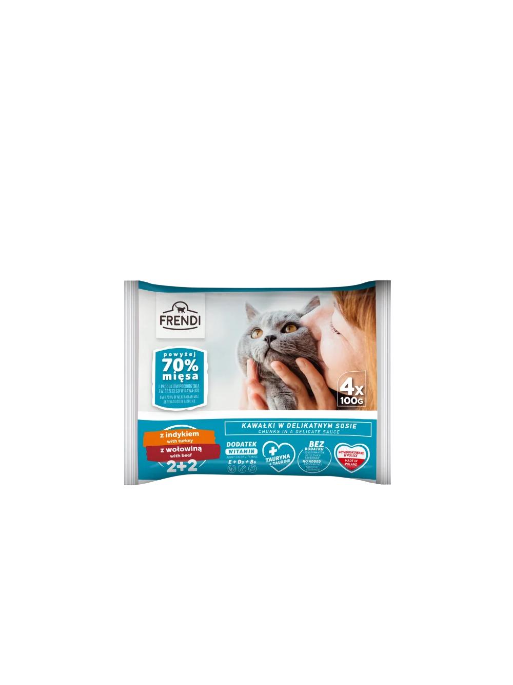 Frendi Flow Pack karma mokra dla kota indyk z wołowiną 4x100g