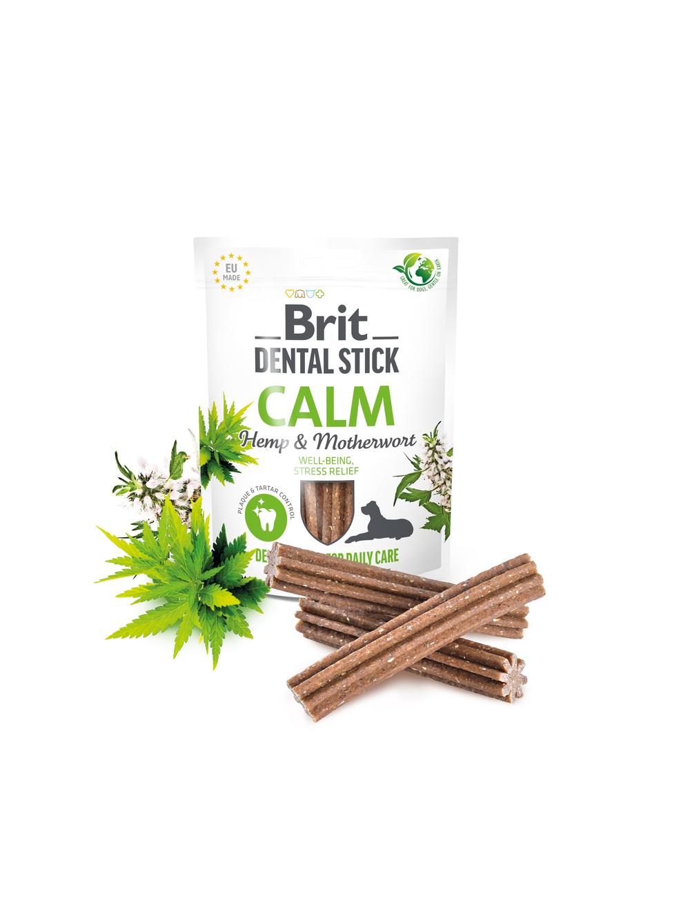 BRIT CARE Dog Dental Stick Calm with Hemp & Motherwort 7szt (251g)