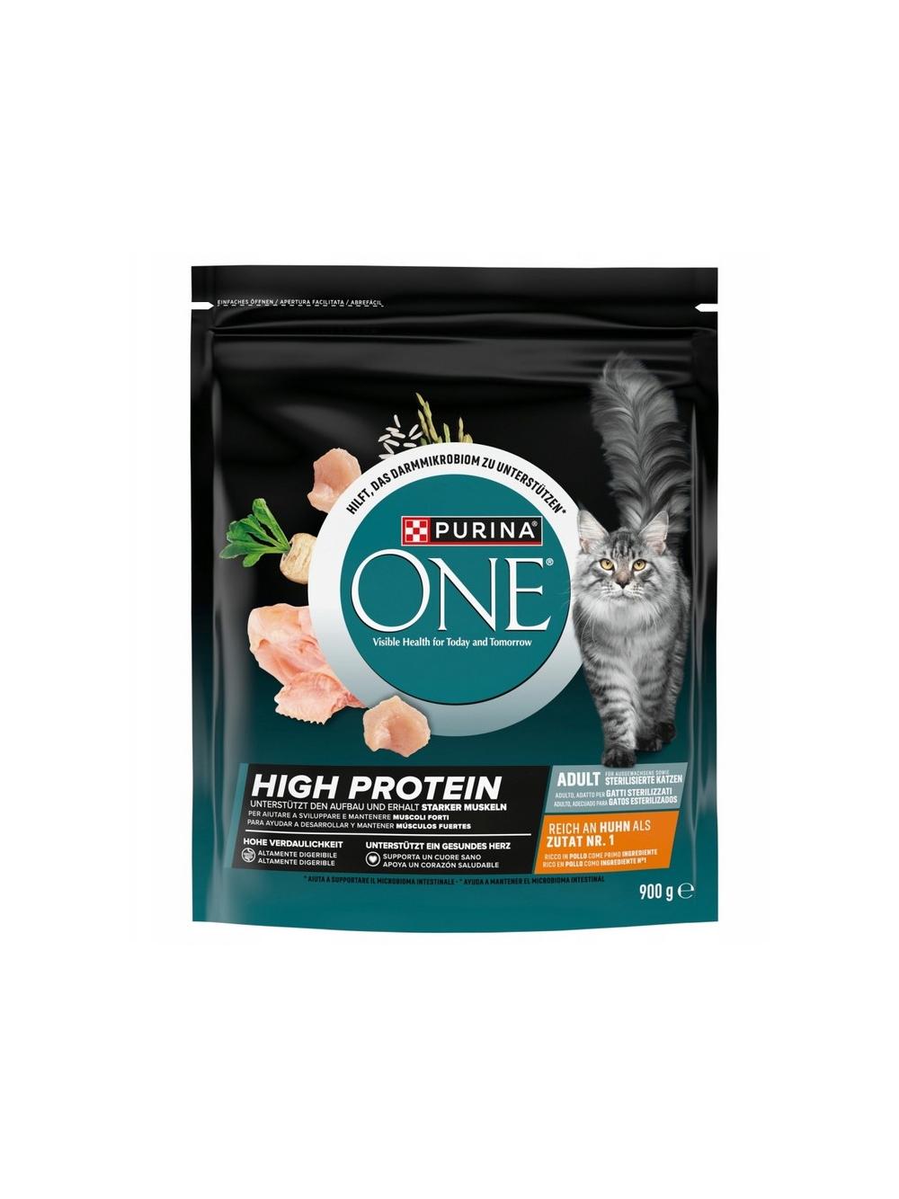 Purina ONE High Protein Karma Dla Dorosłych Kotów Bogata w Kurczaka 6x900g