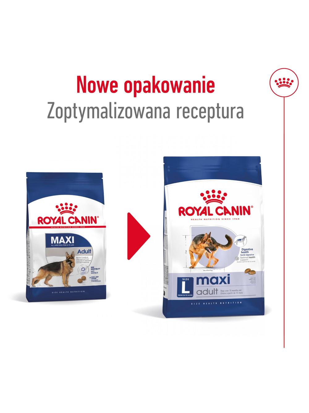 ROYAL CANIN®   Maxi Adult 14,8 kg karma sucha dla psów dorosłych, do 5. roku życia, ras dużych Opakowanie uszkodzone (8611,9387)  !!!!