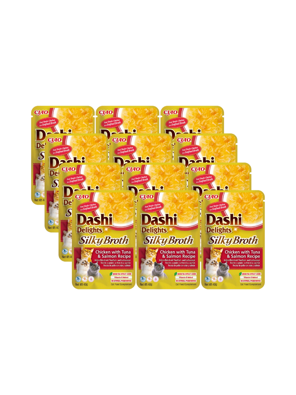 INABA Dashi Delights Silky Broth Chicken with Tuna & Salmon Recipe 12x40g