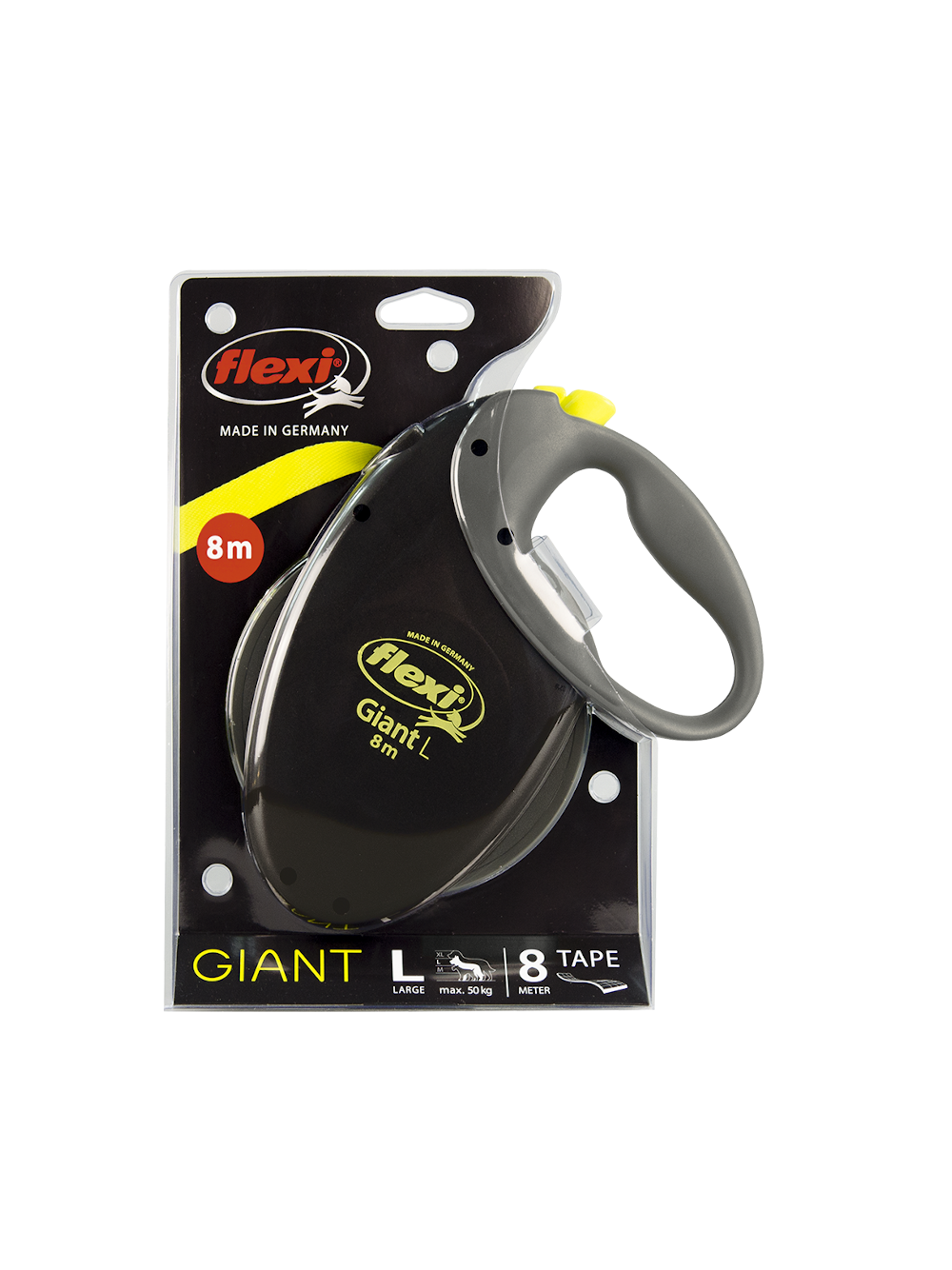 FLEXI Smycz oryginalna Giant L taśma 8m do 50 kg - czarna
