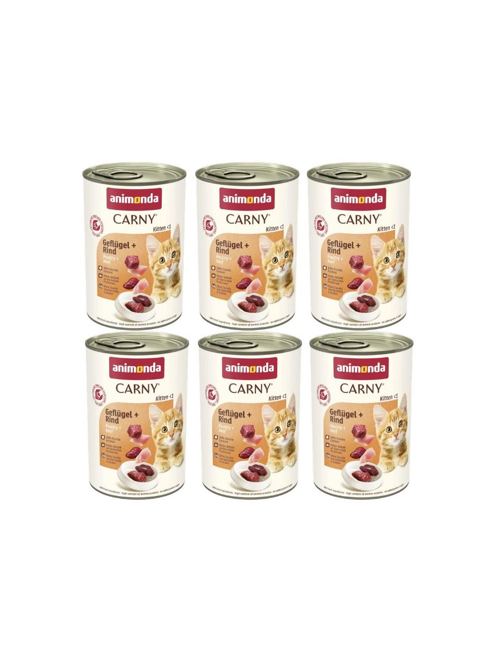 ANIMONDA Cat Carny Kitten smak: wołowina, drób 6x400g