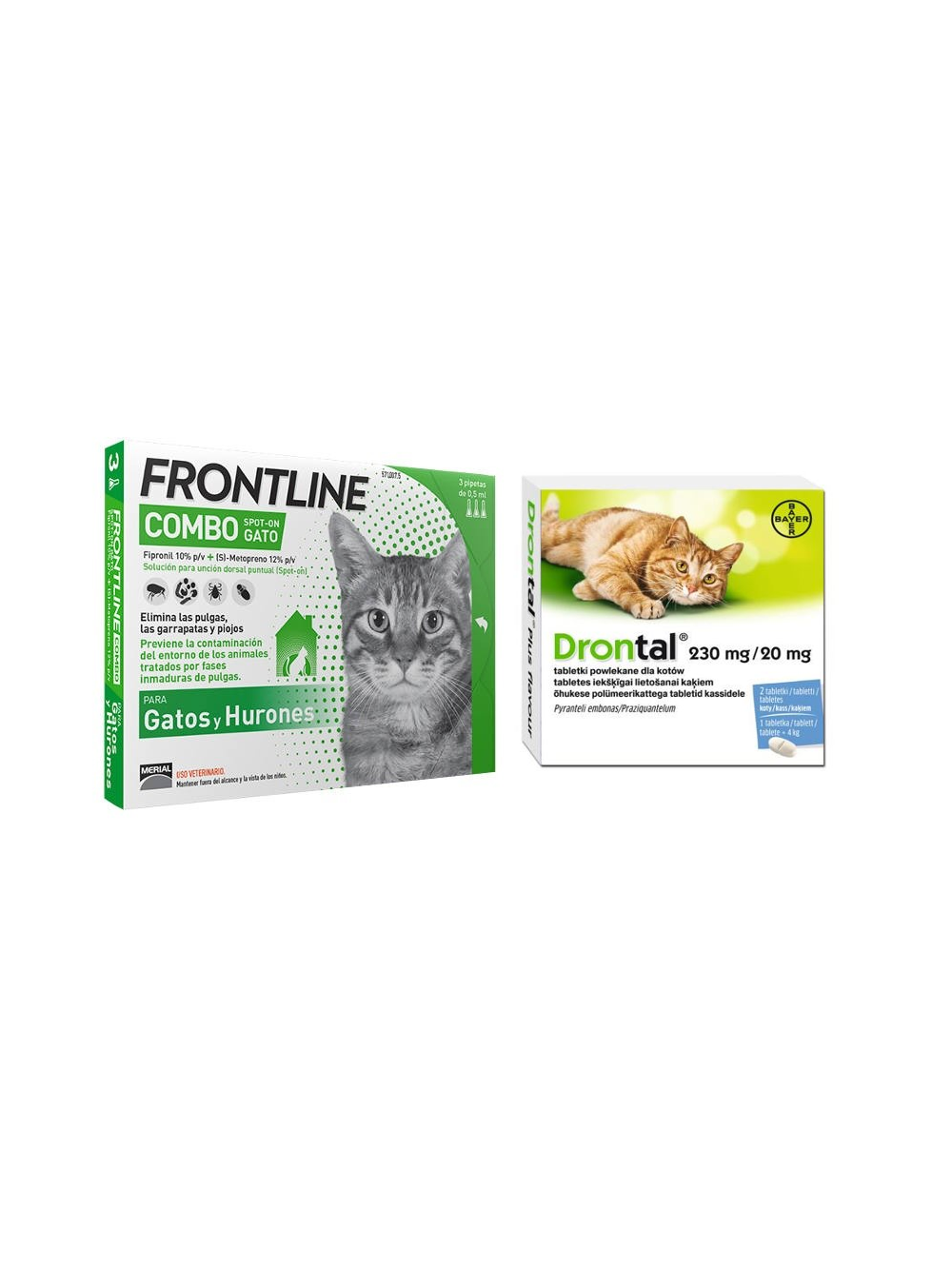 FRONTLINE Combo Spot-On koty pipeta (3x0,5ml) + Drontal - preparat przeciwpasożytniczy dla kotów 2tabl.
