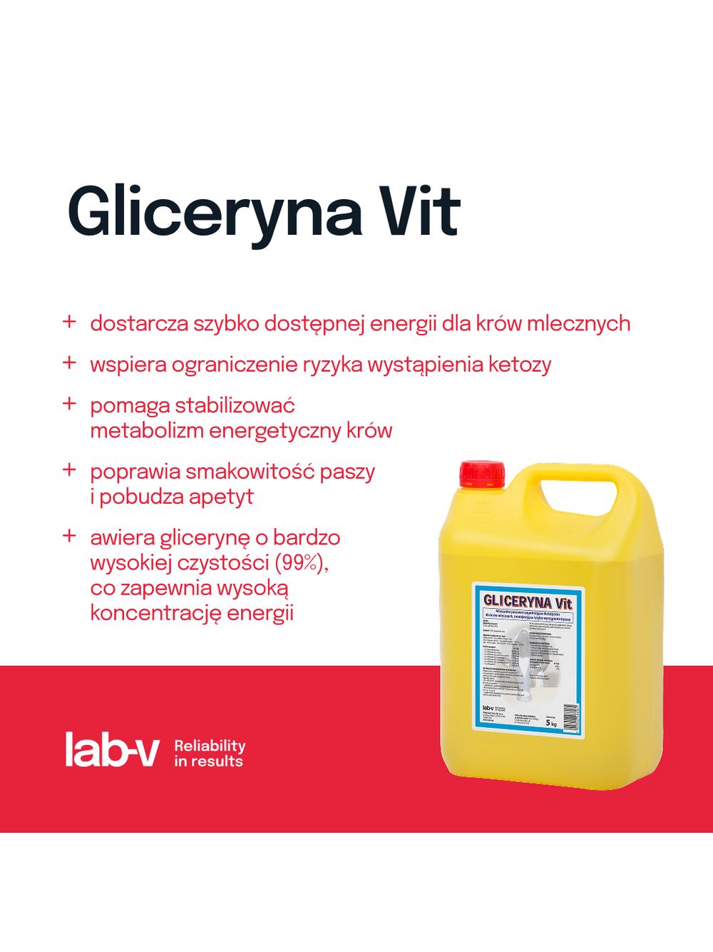 Lab-v Gliceryna Vit - Mieszanka Paszowa Uzupełniająca Dla Krów Mlecznych Zmniejszająca Ryzyko Wystąpienia Ketozy 20kg