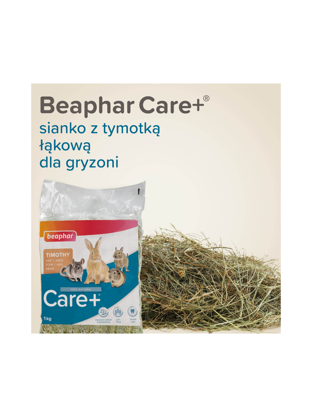 Beaphar CARE+ TIMOTHY 1KG - sianko z tymotką łąkową