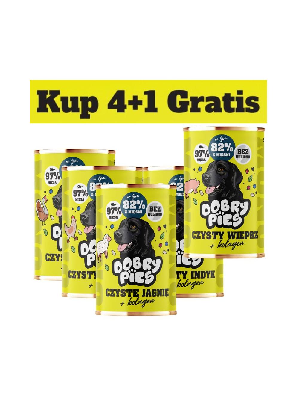 Dobry Pies Mono Mix Smaków z kolagenem 5x400g