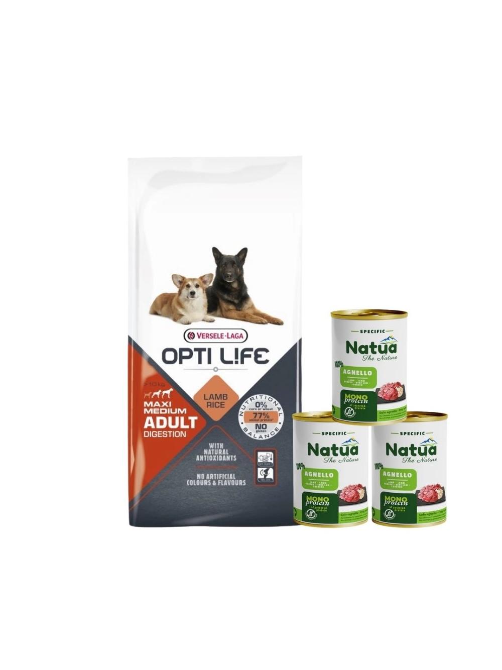 VERSELE-LAGA Opti Life Adult Digestion Medium&Maxi 12,5kg + puszki Natua 2x400g