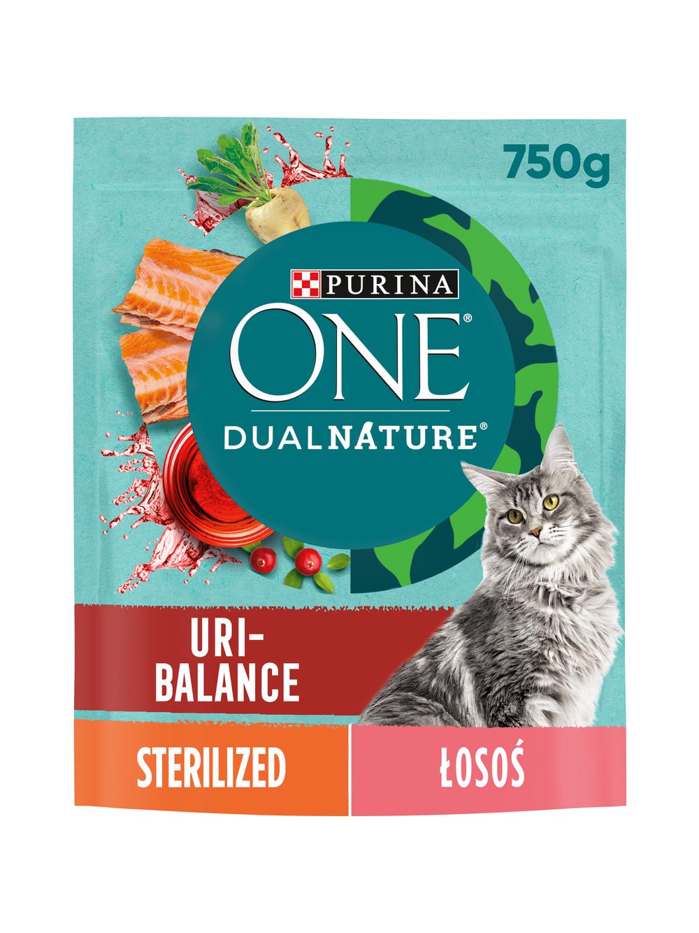PURINA ONE® DualNature® URI-BALANCE Sterilized z Żurawiną, Składnik nr 1 Łosoś 750g