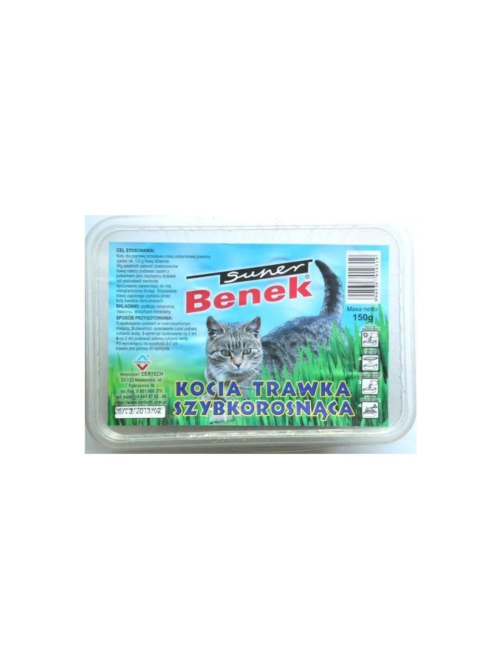 SUPER BENEK Trawka szybkorosnąca dla kota 150g w plastikowym pudełku