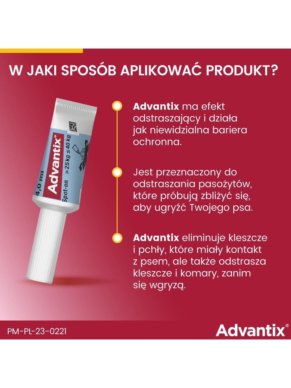 Advantix - dla psów 25-40kg (4 pipety x 4ml)+TRIXIE Szczypce do usuwania kleszczy 9cm