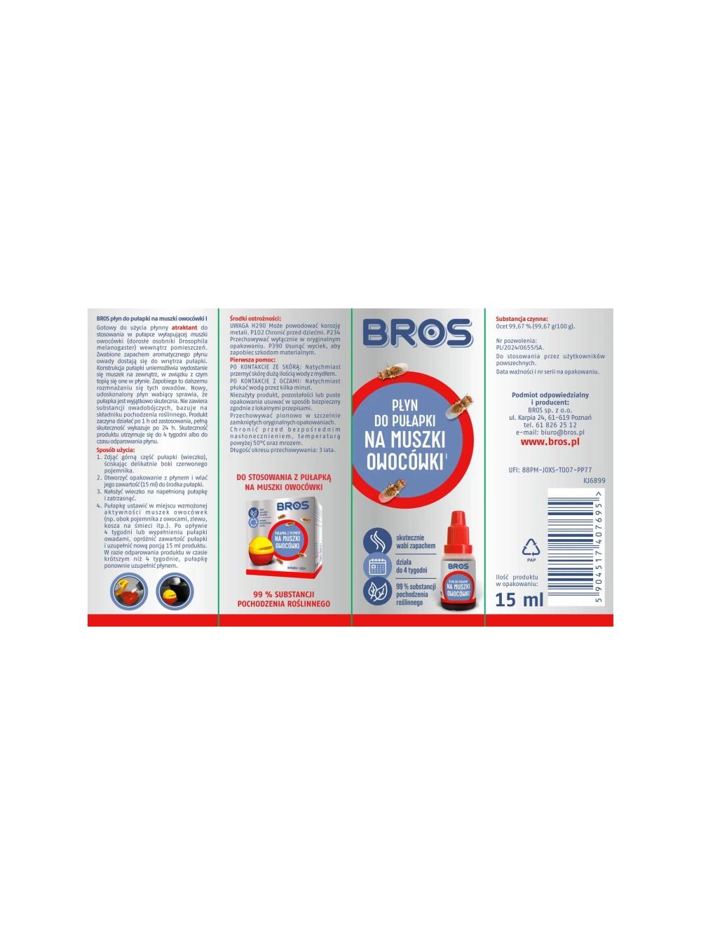 BROS Płyn do pułapki na muszki owocówki 15ml