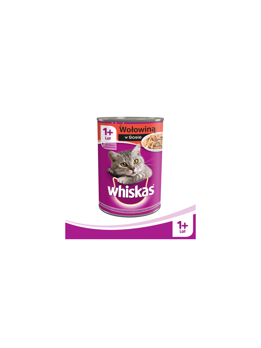 WHISKAS Adult puszka 24x400 g - mokra karma dla dorosłego kota, kawałki z wołowiną w sosie