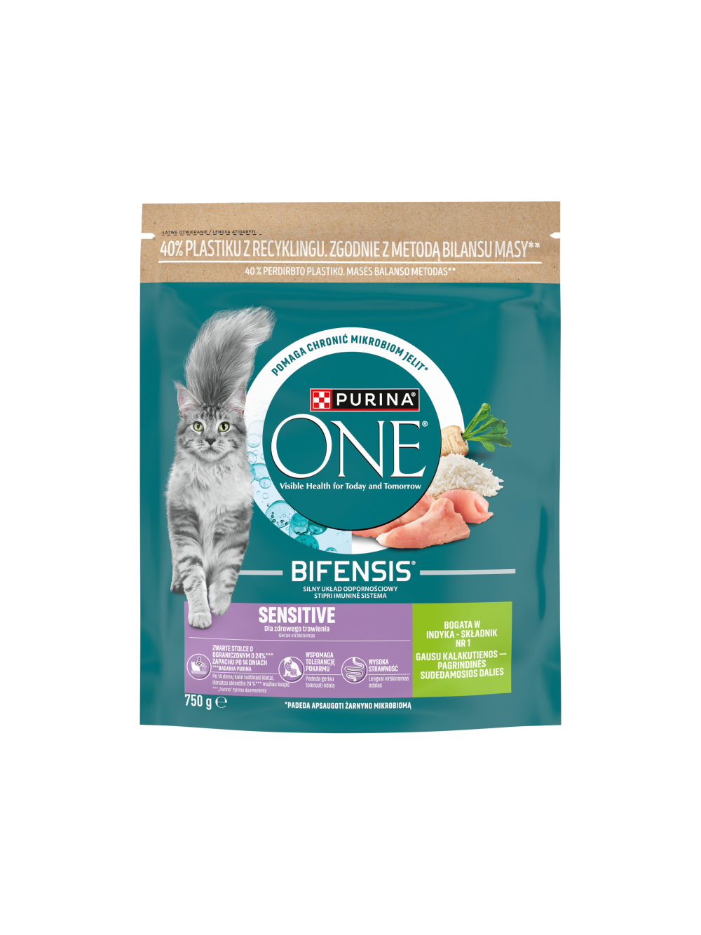 Purina One Cat Sensitive Karma z indykiem dla kota 750g
