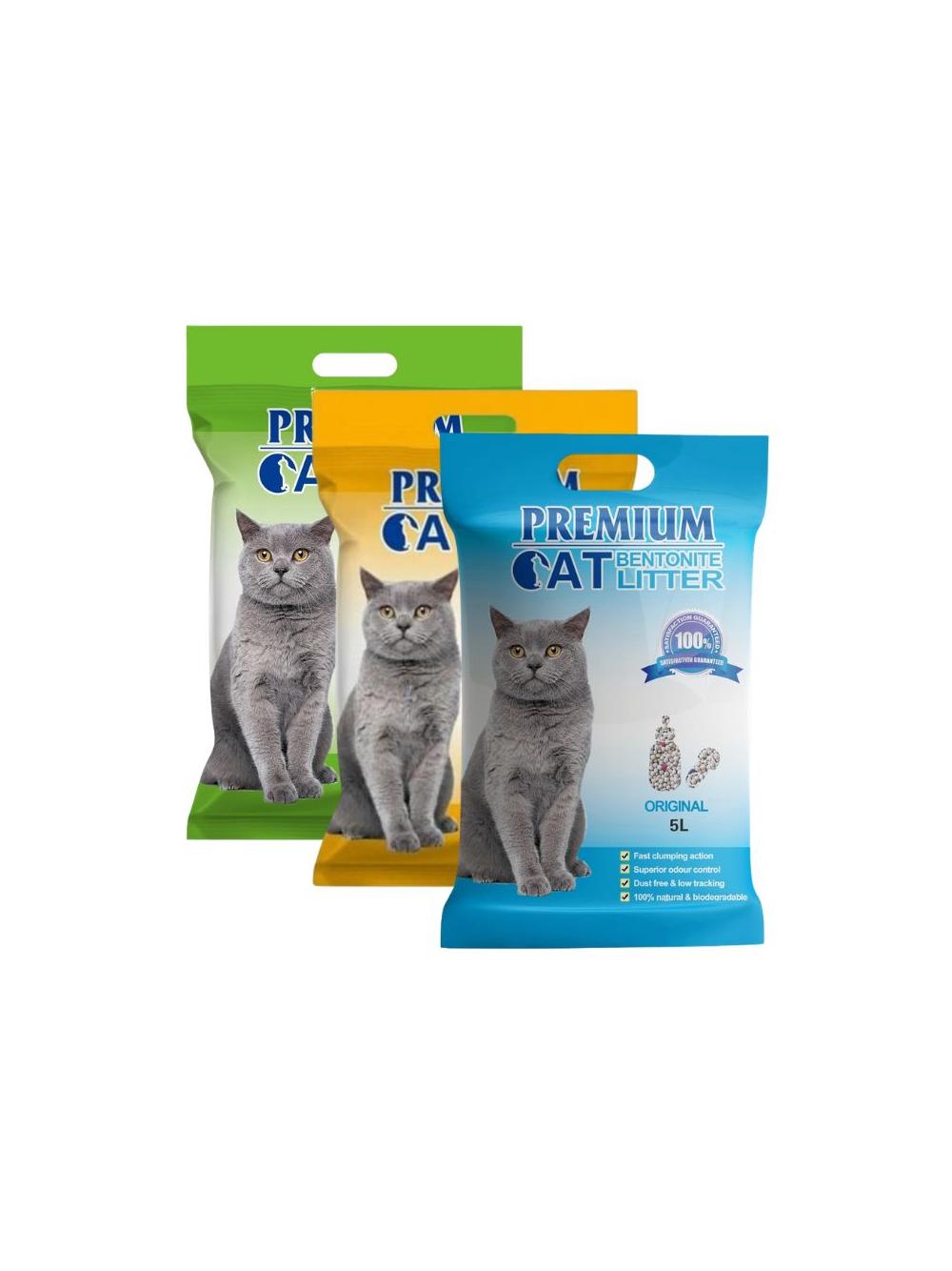 Premium Cat Żwirek Bentonitowy Zbrylający - Mix 3x5L