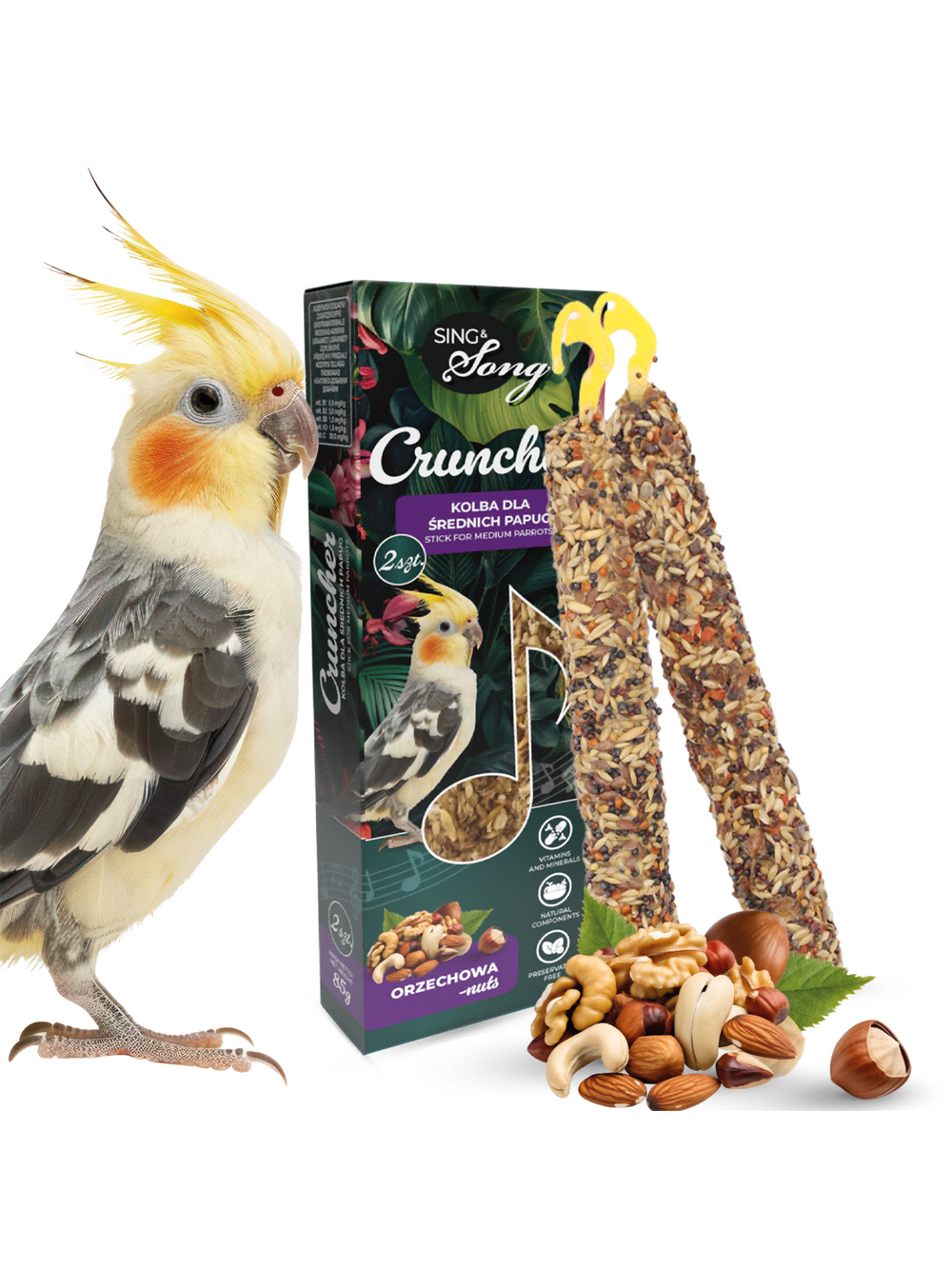 SING&SONG cruncher dla średnich papug 85g orzechowy