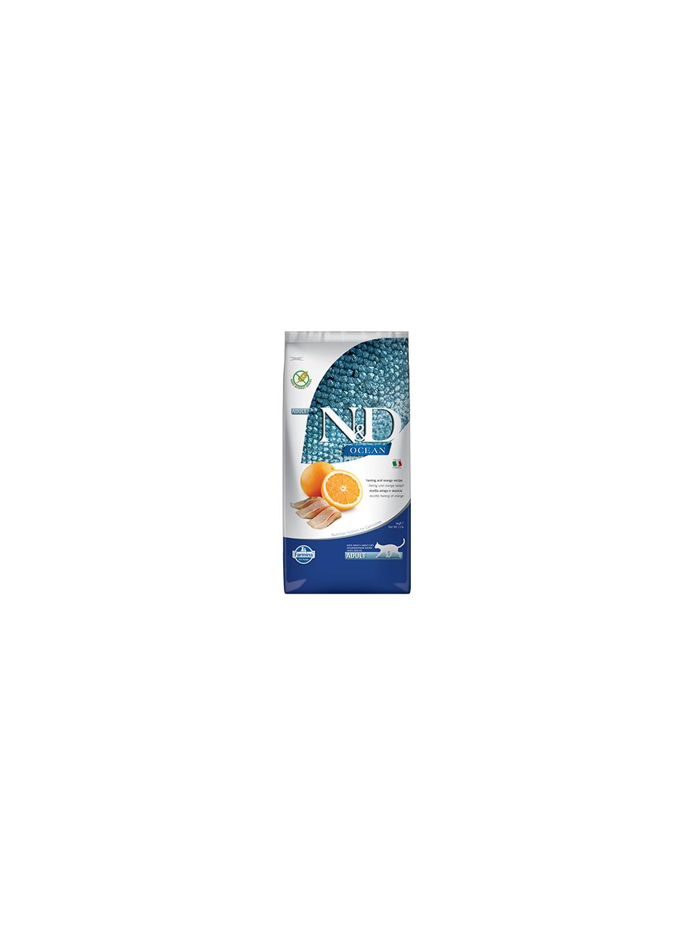 Farmina N&D Ocean feline HERRING & ORANGE ADULT 5kg/Opakowanie uszkodzone (9666)!!!