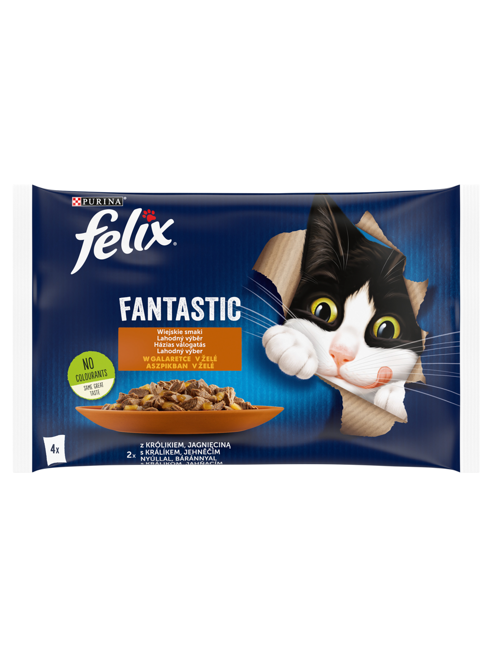 FELIX Wiejskie Smaki w galaretce z królikiem i jagnięciną 4x85g