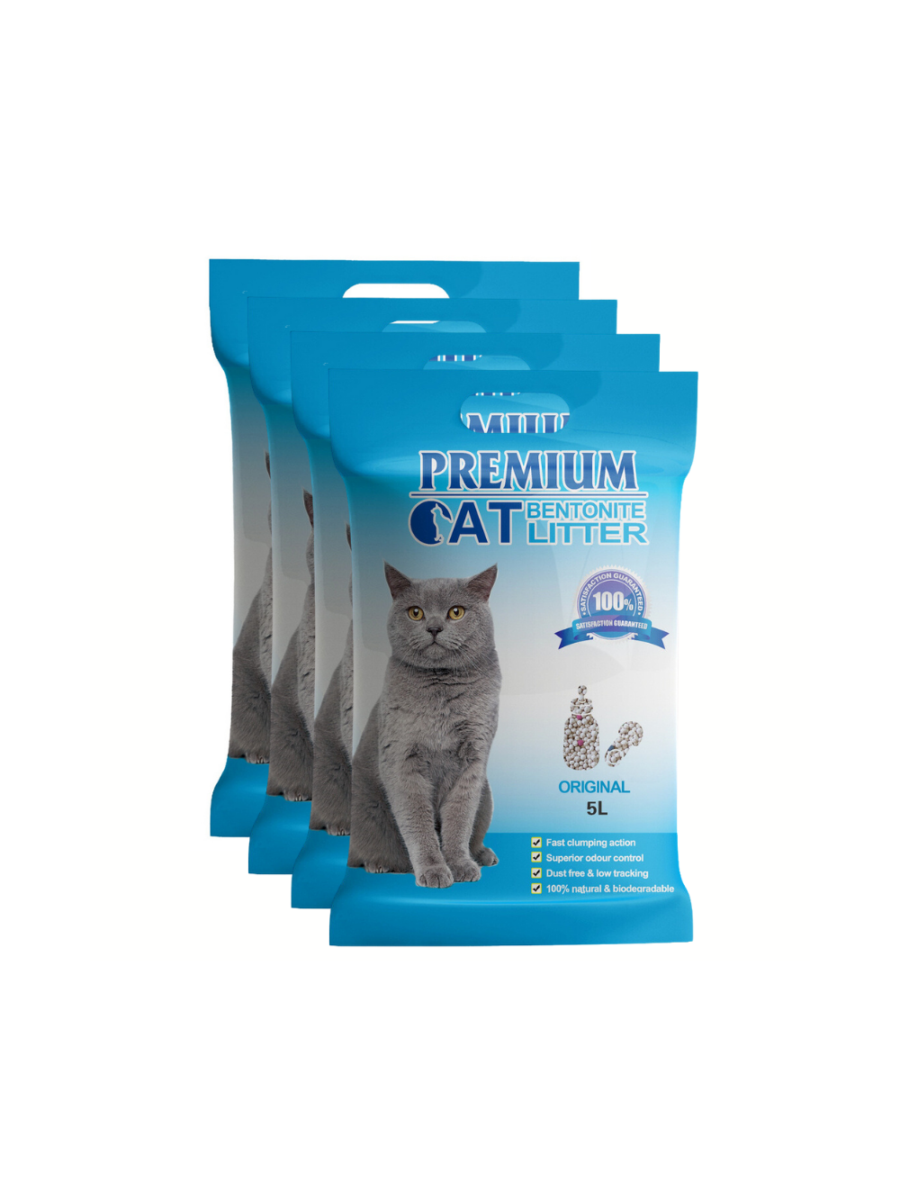 Premium Cat Żwirek Bentonitowy Zbrylający - Naturalny dla kota 4x5L