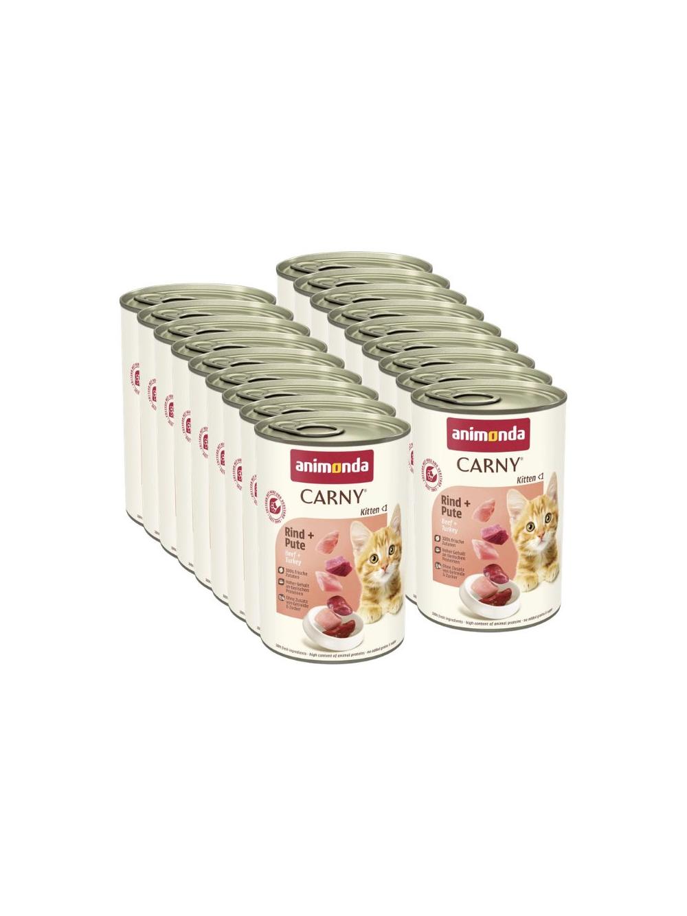 ANIMONDA Cat Carny Kitten smak: wołowina, indyk 18x400g