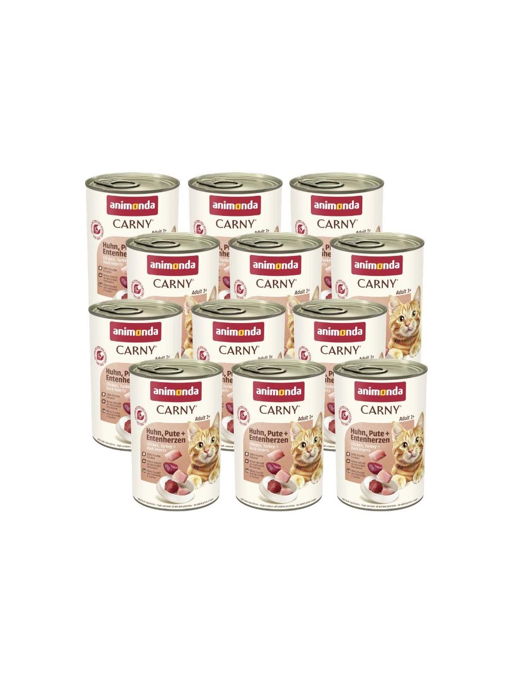 ANIMONDA Cat Carny Adult smak: kurczak, indyk i serca kaczki 12x400g