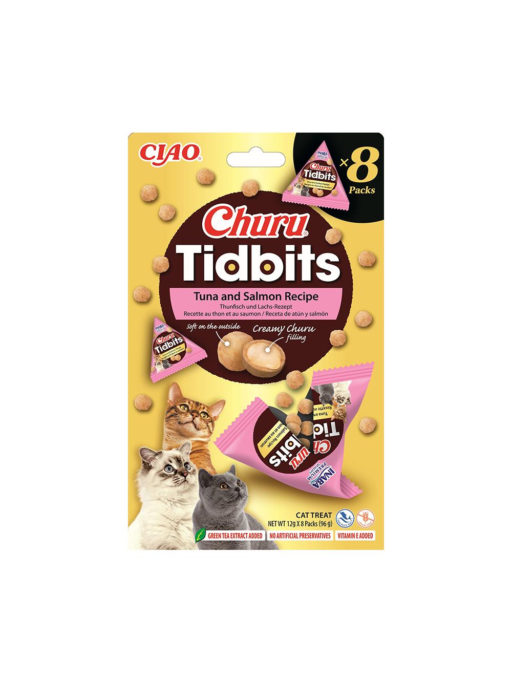 INABA Cat Churu Tidbits - tuńczyk i łosoś 8x12g