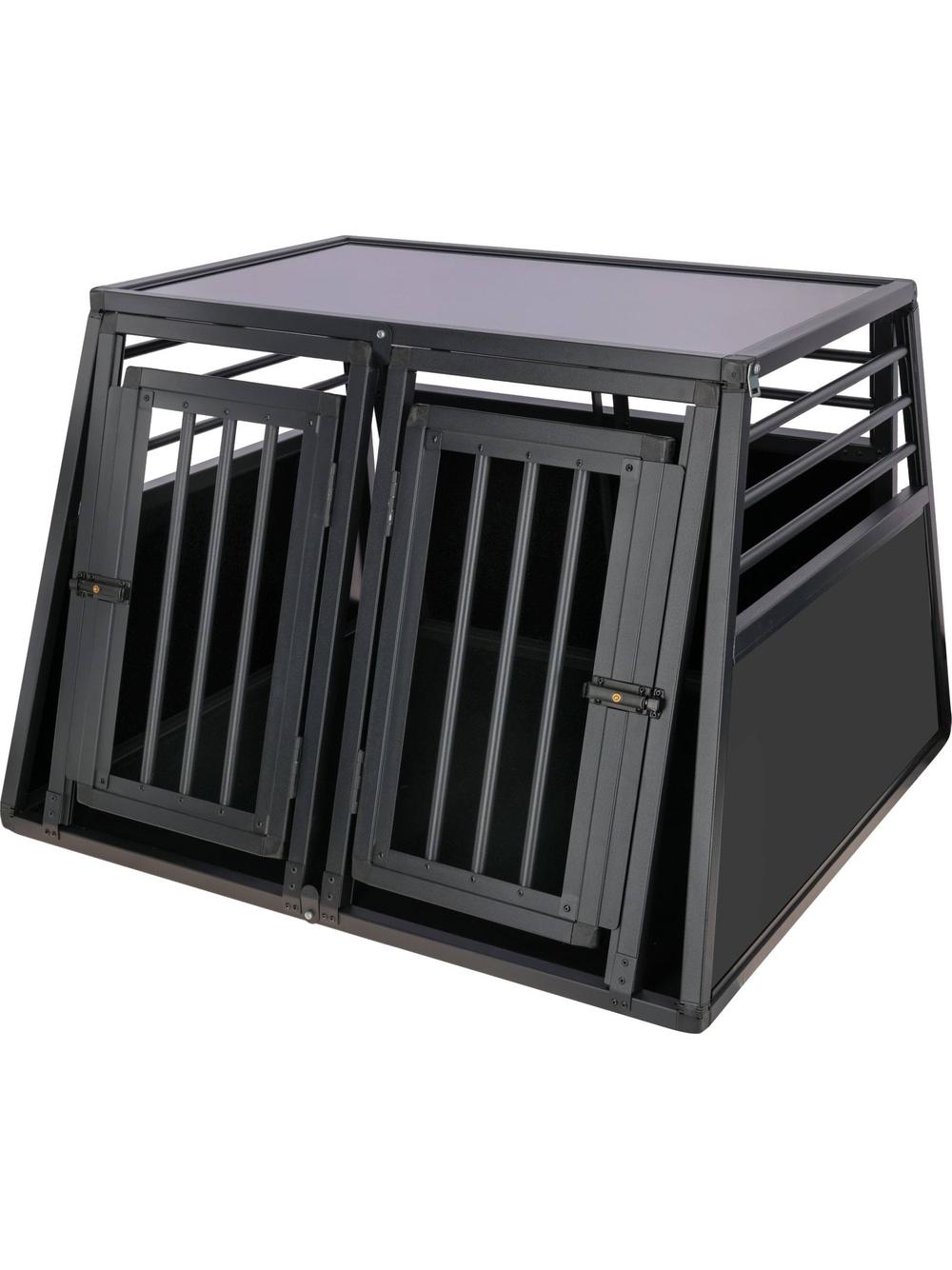Kerbl Klatka transportowa dla psa, 92 x 97 x 68 cm, 2-drzwiowa, aluminiowa, grafit