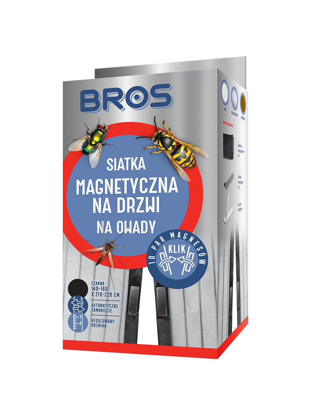 BROS - Siatka magnetyczna na drzwi KLIK! 160x220 (czarna)