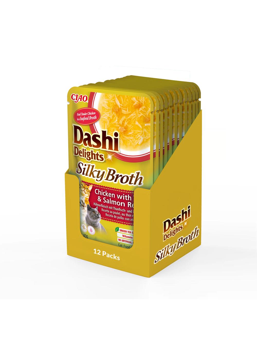 INABA Dashi Delights Silky Broth Chicken with Tuna & Salmon Recipe 6x40g