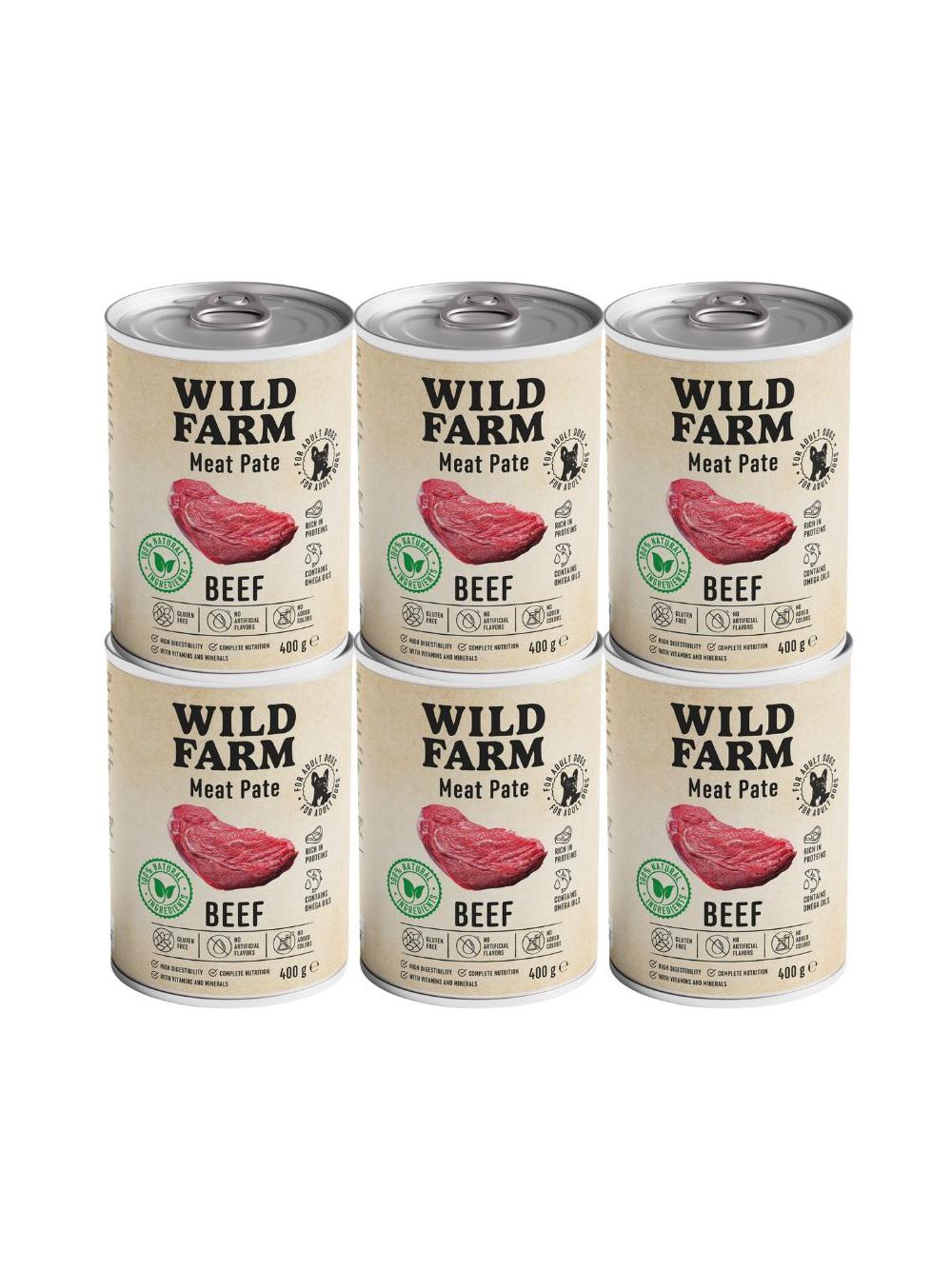 WILD FARM Pate Beef 6x400g bezglutenowa karma dla psa
