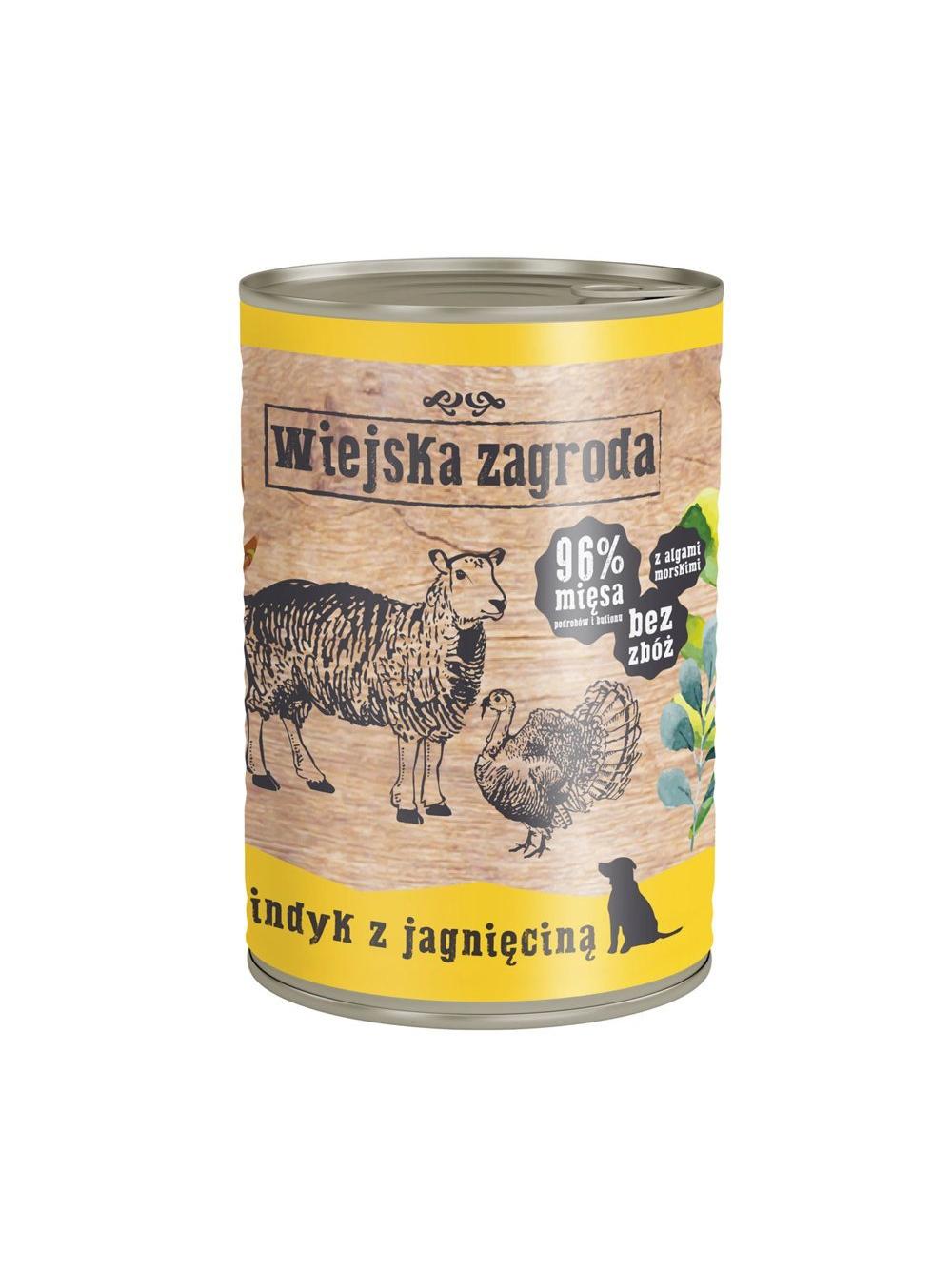 Wiejska Zagroda Indyk z jagnięciną 6x400g dla psa