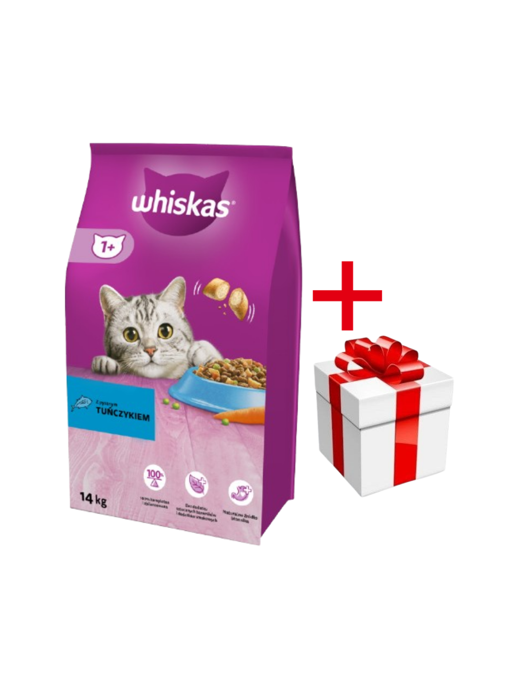 WHISKAS Adult 14 kg - sucha karma dla dorosłego kota, z pysznym tuńczykiem  + niespodzianka dla kota GRATIS!!!