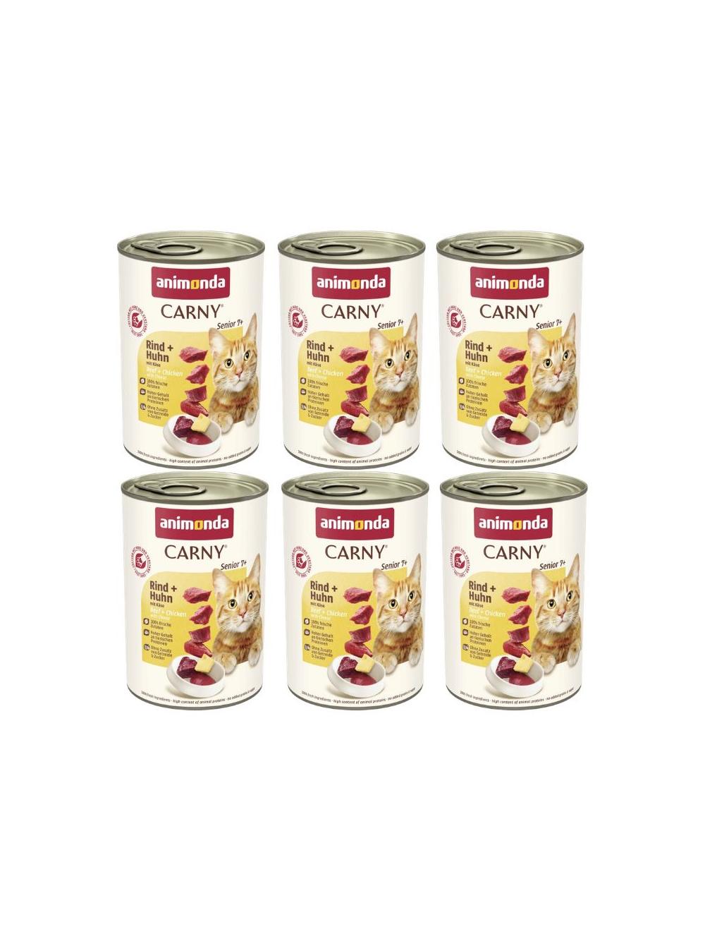 ANIMONDA Cat Carny Senior smak: Wołowina, kurczak, ser  6x400g