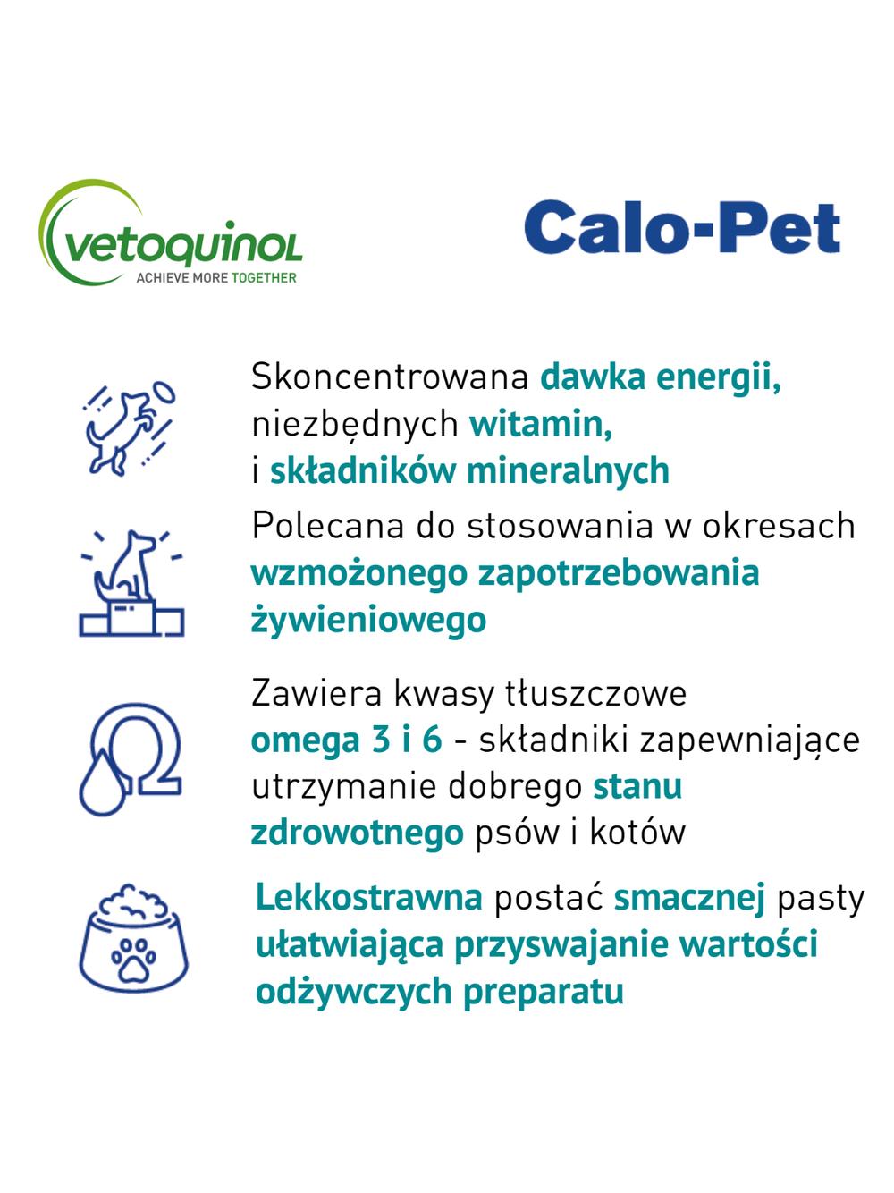 VETOQUINOL Calo-Pet - energetyczny dodatek żywieniowy dla psów i kotów 120g / DATA WAŻNOŚCI 07.2026