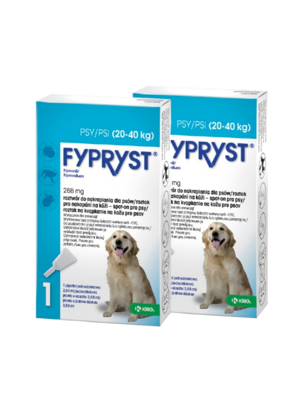 KRKA Fypryst Spot On krople na pchły i kleszcze dla psa 20-40 kg 268 mg/2,68 ml 2 szt.