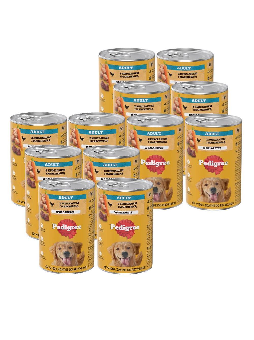 PEDIGREE Adult puszka 12x1200g - mokra karma pełnoporcjowa dla dorosłych psów, z kurczakiem w galaretce