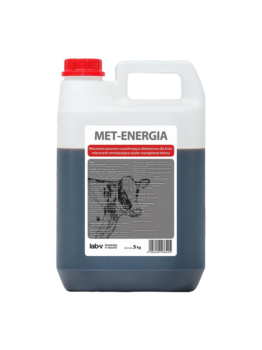 Lab-v Met-Energia - Mieszanka Paszowa Uzupełniająco-Dietetyczna Dla Krów Mlecznych Zmniejszająca Ryzyko Wystąpienia Ketozy 20kg