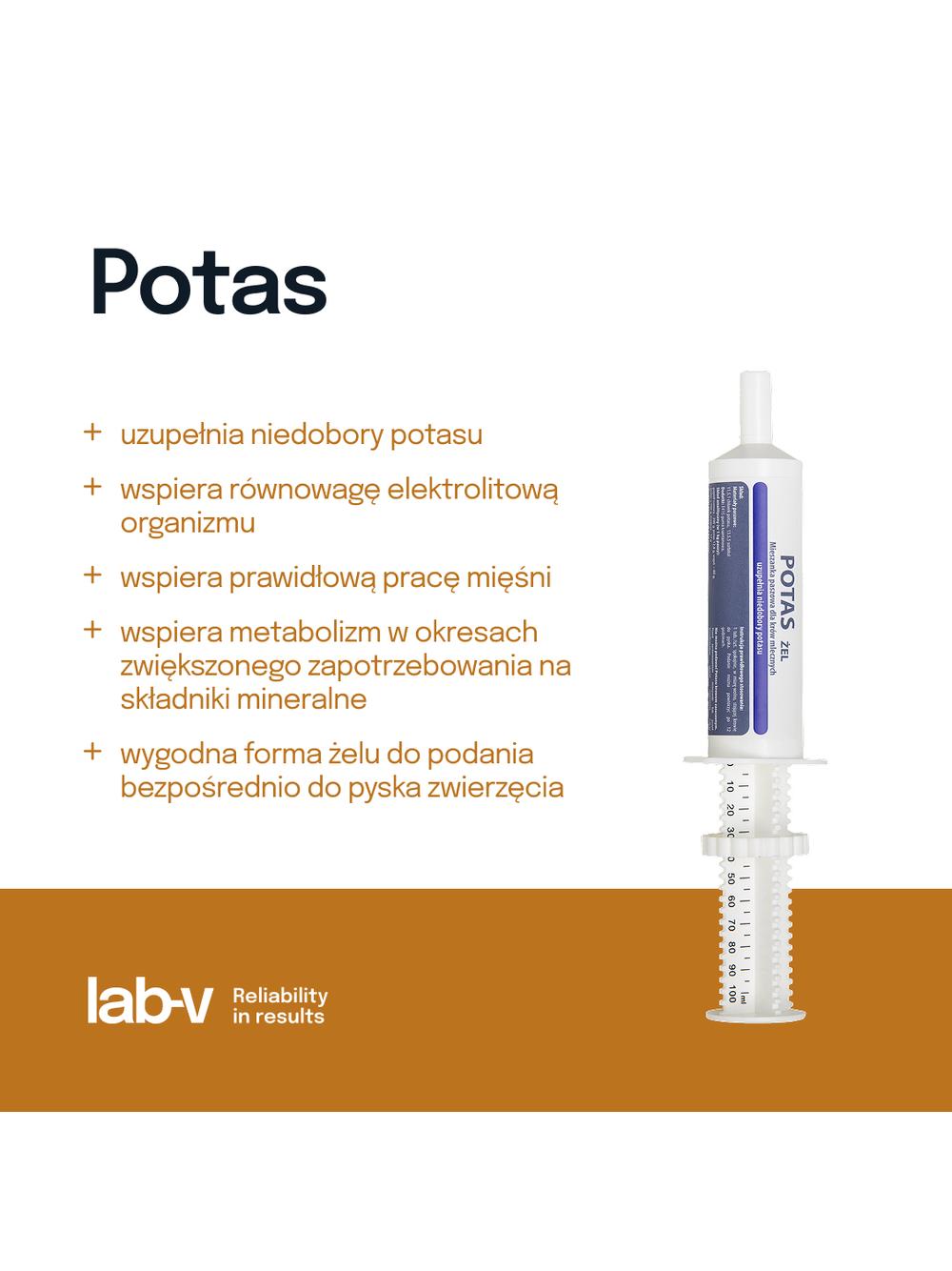 Lab-v Potas - Mieszanka Paszowa Uzupełniająco-dietetyczna Dla Krów Mlecznych Uzupełniająca Niedobór Potasu 100ml