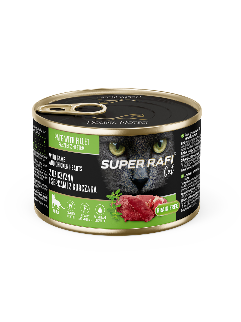 DOLINA NOTECI Super Rafi Cat P&F z dziczyzną i sercami z kurczaka 12x185g