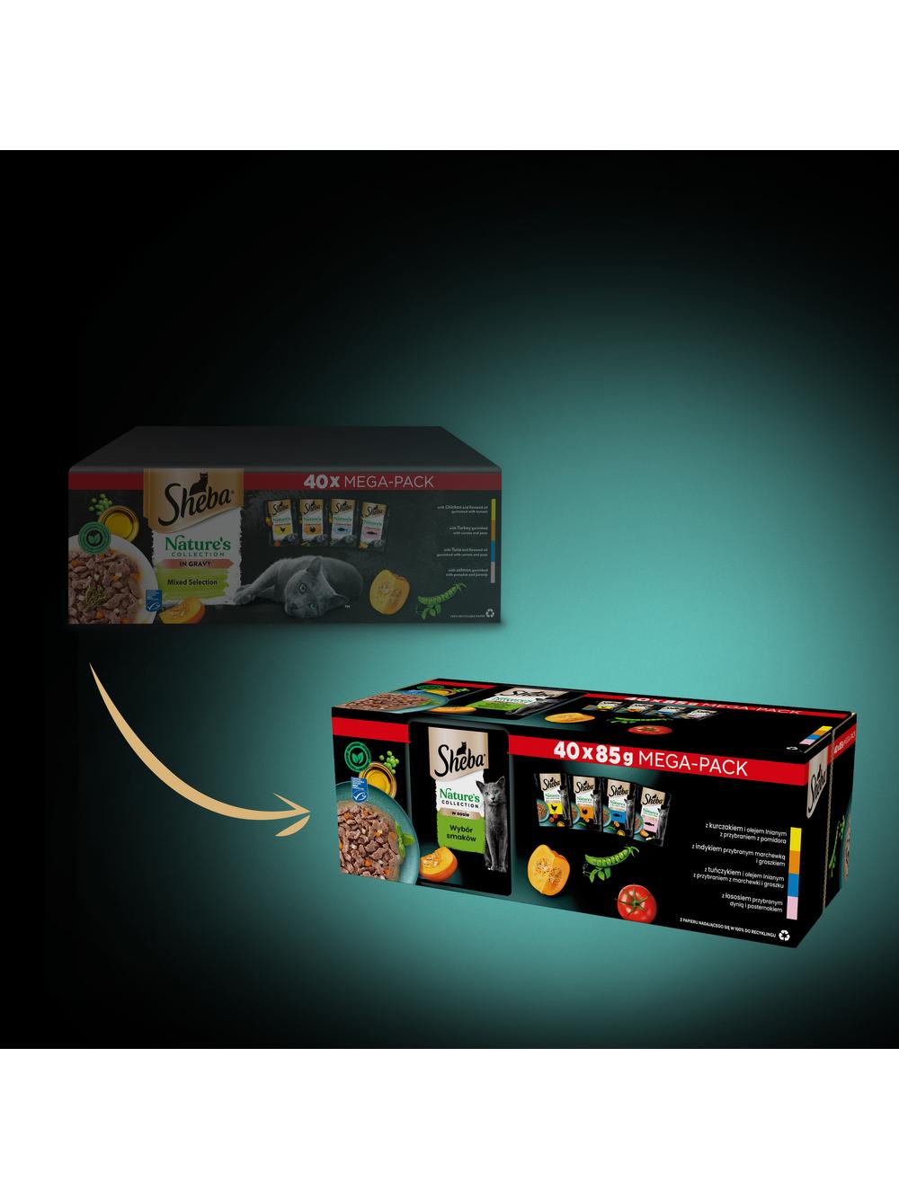 SHEBA Nature’s Collection Wybór Smaków mokra karma pełnoporcjowa dla dorosłych kotów w sosie 160x85g