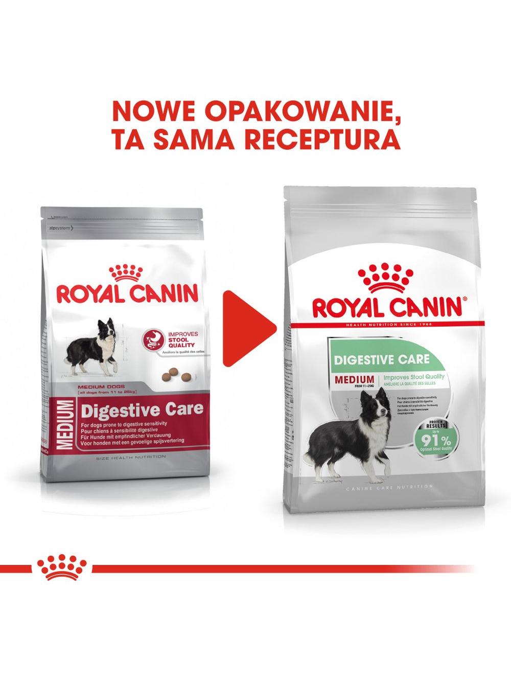 ROYAL CANIN CCN Medium Digestive Care 3kg karma sucha dla psów dorosłych, ras średnich o wrażliwym przewodzie pokarmowym + NIESPODZIANKA DLA PSA GRATIS!!