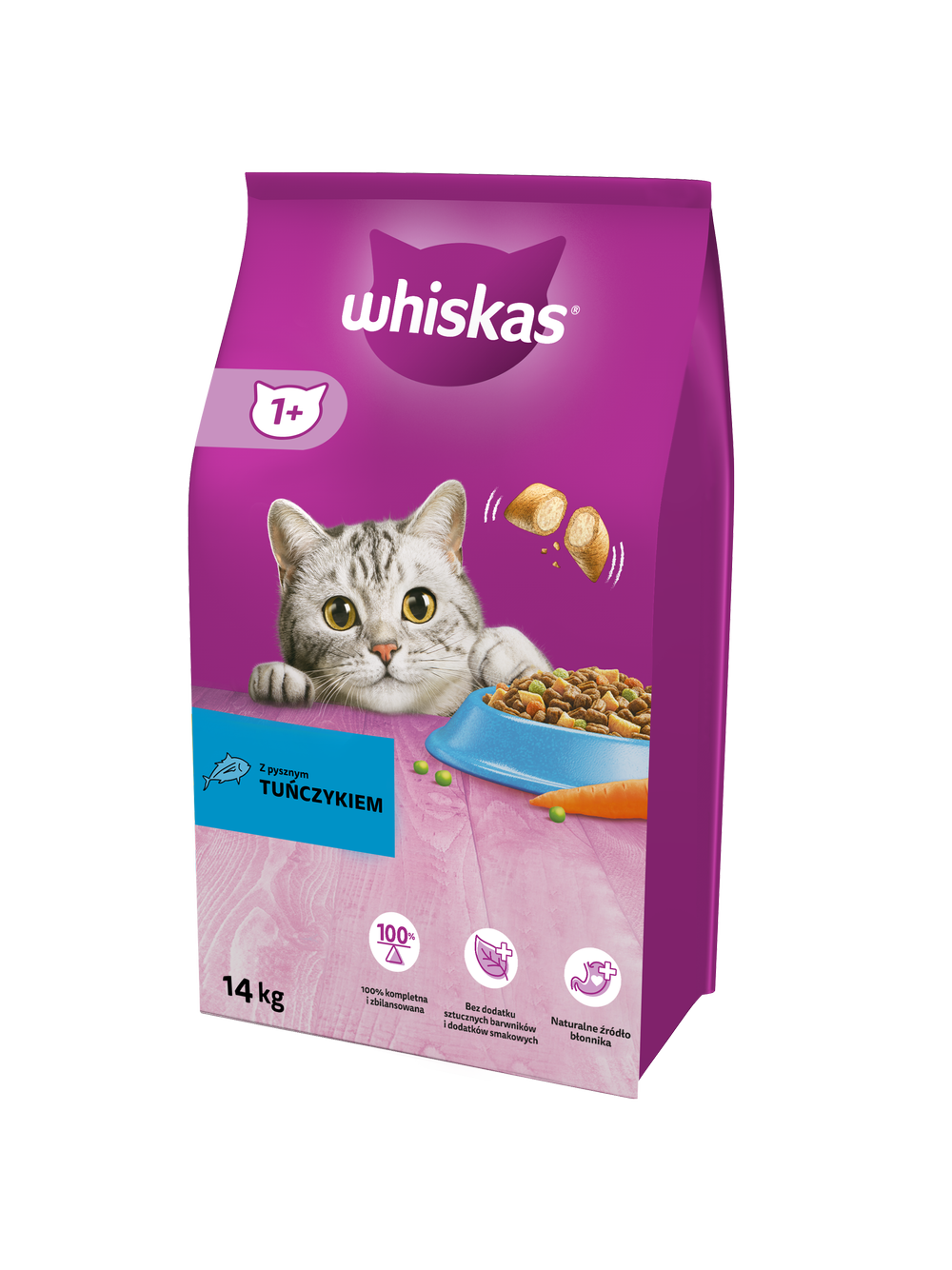 WHISKAS Adult 14 kg - sucha karma dla dorosłego kota, z pysznym tuńczykiem  + niespodzianka dla kota GRATIS!!!