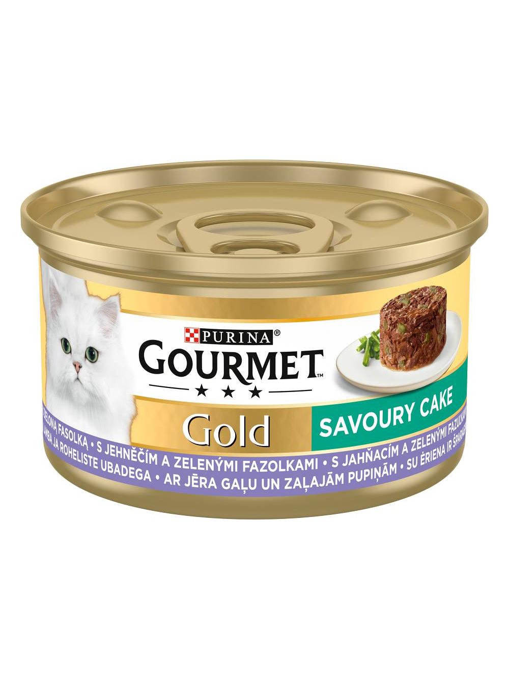 Purina Gourmet Gold Savoury Cake z jagnięciną i zieloną fasolką 12x85g