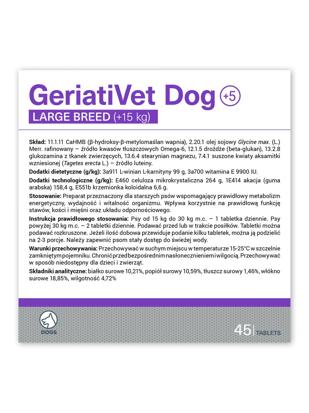 VETEXPERT DOG GeriatiVet Large Breed 45tabl
