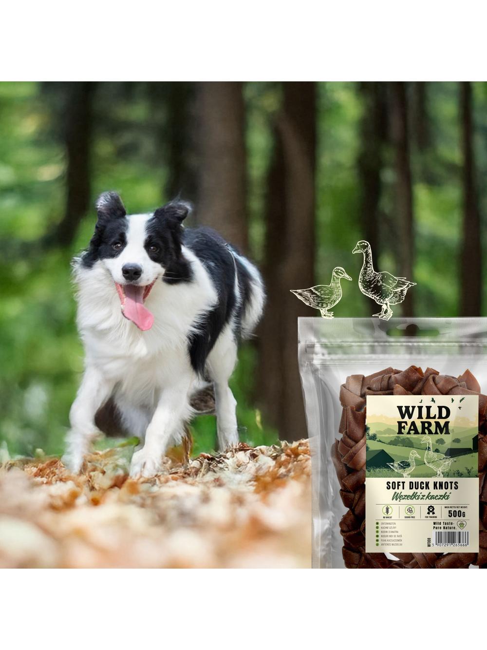 WILD FARM Węzełki z kaczki 500g przysmak dla psa