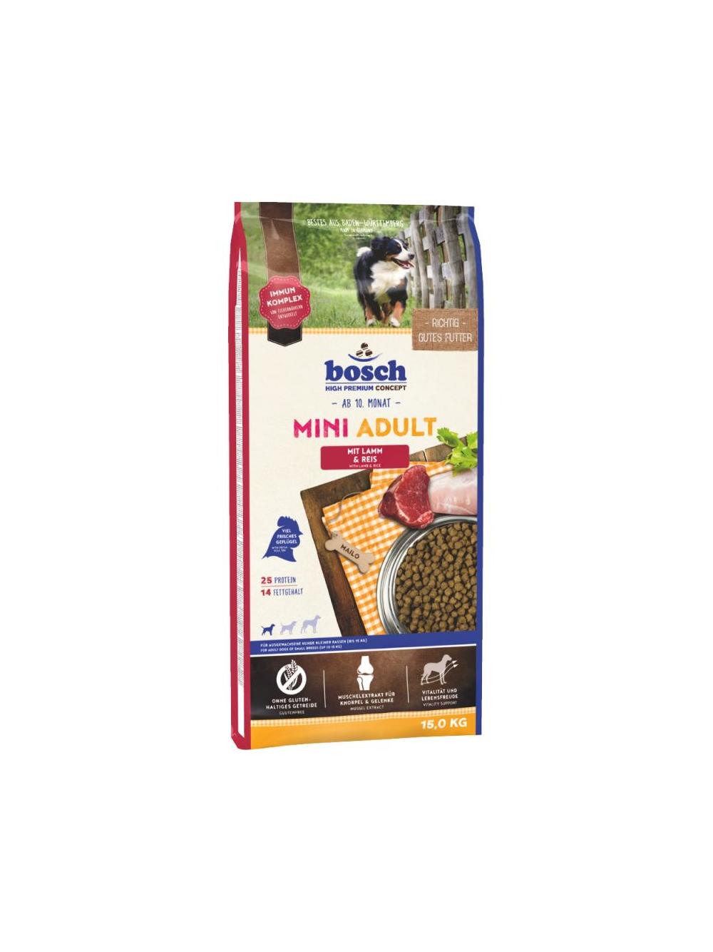 Bosch Adult Mini Lamb & Rice, jagnięcina i ryż (nowa receptura) 15kg